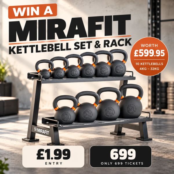 Win a Mirafit Kettlebell Set & Rack | Performance Prizes