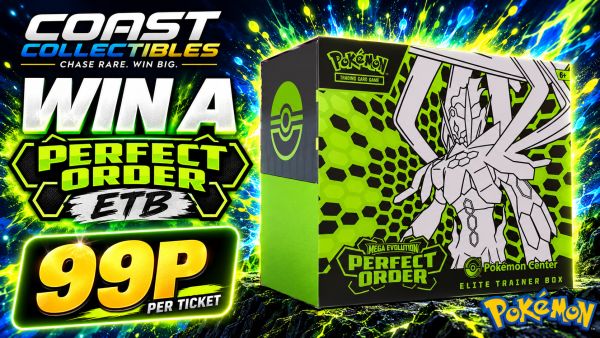 Win Pokémon Mega Evolution: Perfect Order Pokémon Center Elite Trainer Box · Coast Competitions